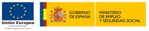 Logotipos de la Unión Europea, Gobierno de España y Ministerio de Trabajo