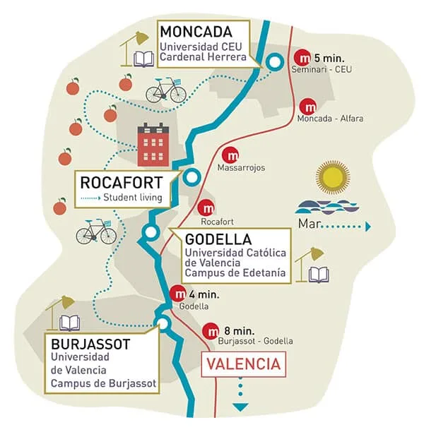 Mapa de Rocafort Student Living Cultura y Experiencias